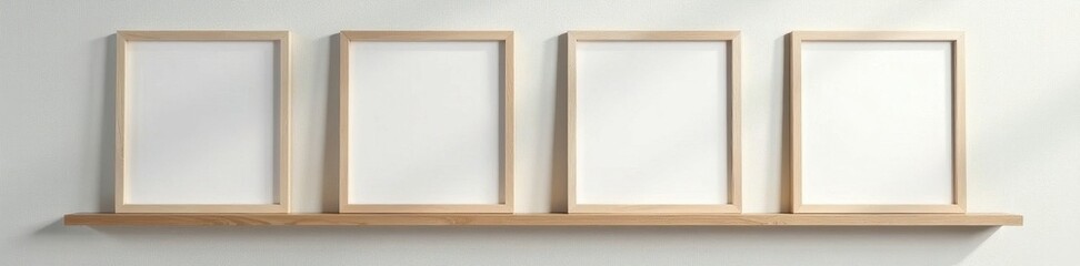 Modern wall-mounted rack, four empty picture frames , white, contemporary