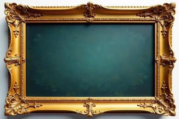 Ornate golden frame with leaf details, isolated , gilded, golden