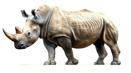 Obraz premium Majestic rhinoceros standing in isolated studio setting