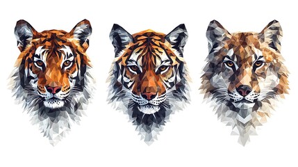 Powerful animal portraits in low poly geometric style