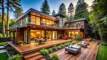 Fototapeta premium Embrace Northern California's beauty with stunning exteriors, highlighting natural textures and pops of color.