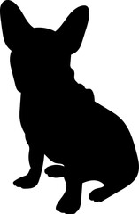 french bulldog sitting silhouette, vector on white background