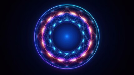Obraz premium Seamless glowing pulsar energy mandalas forming holographic spiritual circuits, futuristic sacred pattern, refined celestial refinement
