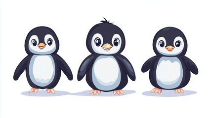 Fototapeta premium Cute cartoon Penguin, wild animal baby penguin, wild nature little penguin.