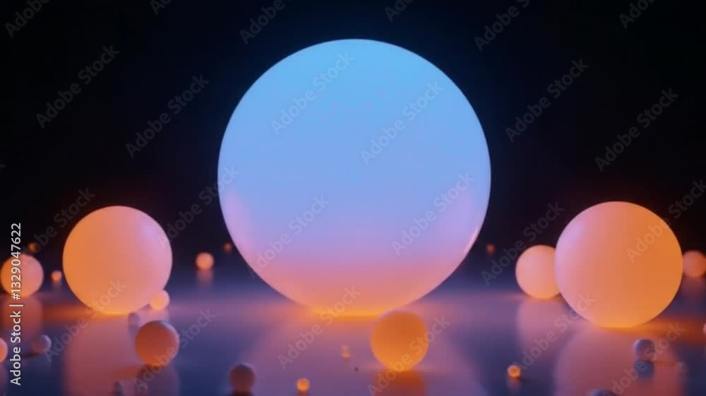 Poster vibrant and colorful glowing orbs cast their light, brilliantly illuminating the dark space and crea