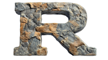 Rock letter R stands out with natural texture