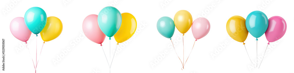 Poster a vibrant bunch of inflated balloons in various pastel colors floating elegantly and creating a fest