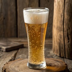 Cold Kvas in a Tall Glass with Foam – A Classic Slavic Fermented Drink with a Rich Malty Taste, Perfect for Summer Refreshment and a Unique Cultural Experience