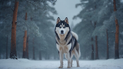 siberian husky on the snow