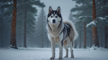 siberian husky on the snow