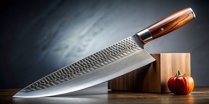 Precision cutting showcased with a luxury chef knife.  Masterful slicing, effortless results.