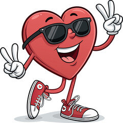 Fun Heart Cartoon with Sunglasses Funny T shirt design