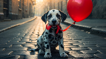Playful Dalmatian Misty Street
