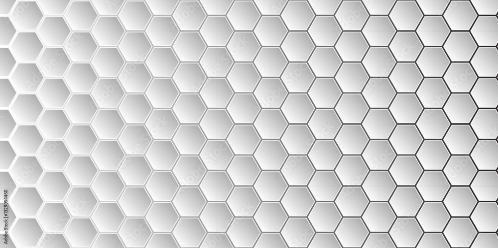 Poster clean white geometric background with hexagons. sci-fi inspired hexagon pattern background.