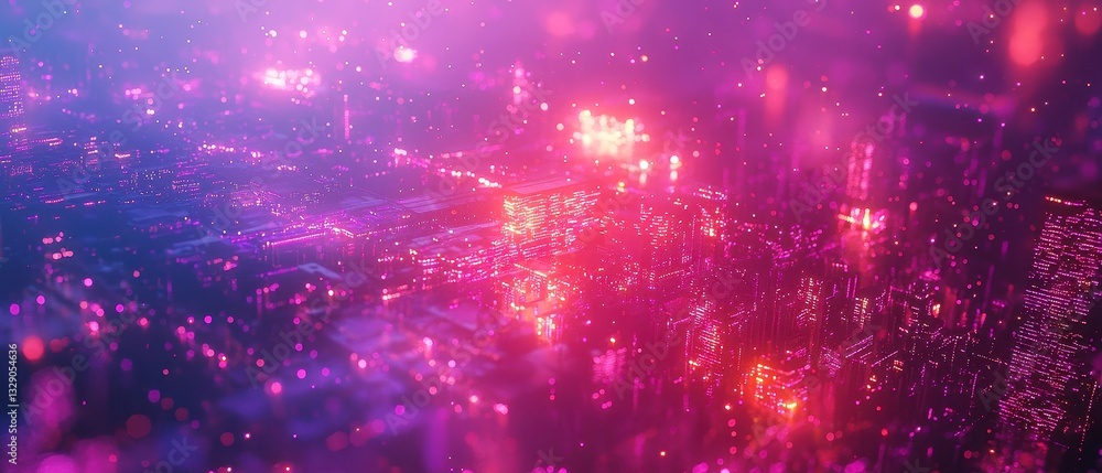 Poster neon dreamscape, ethereal blobs of pink and purple light merge seamlessly, creating a vibrant, shimm