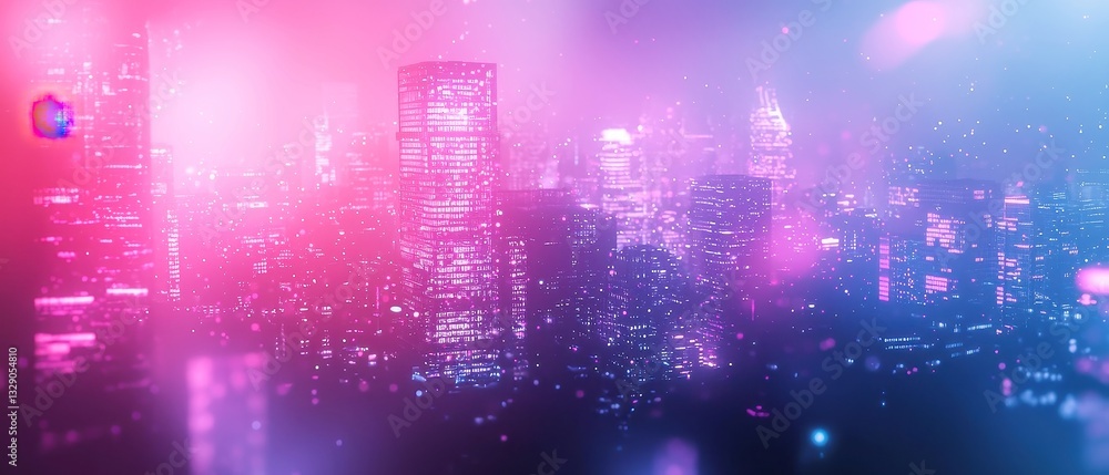 Poster neon dreamscape, ethereal blobs of pink and purple light blend seamlessly, creating a mesmerizing, s