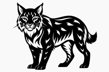 bobcat line art silhouette vector illustration