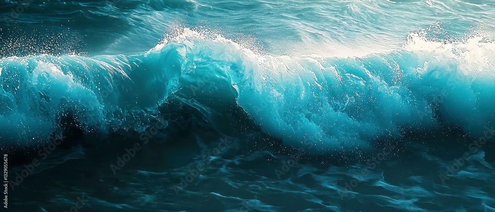 Poster ethereal turquoise waves flowing layers of turquoise light seamlessly glide across the canvas, creat