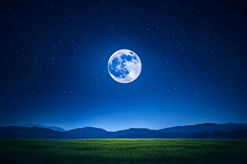 Serene full moon over a tranquil landscape