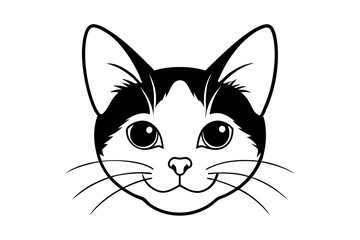 Obraz premium cat head line art silhouette vector illustration