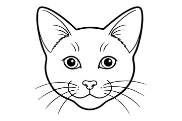 cat head line art silhouette vector illustration