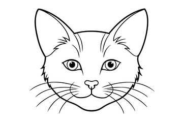 cat head line art silhouette vector illustration