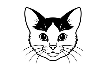 Obraz premium cat head line art silhouette vector illustration