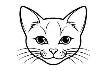 cat head line art silhouette vector illustration