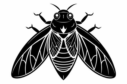 cicada line art silhouette vector illustration