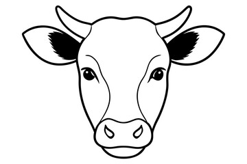 cow head line art silhouette vector illustration