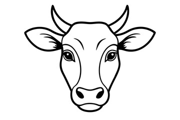 cow head line art silhouette vector illustration