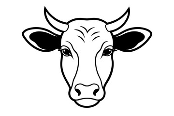 cow head line art silhouette vector illustration