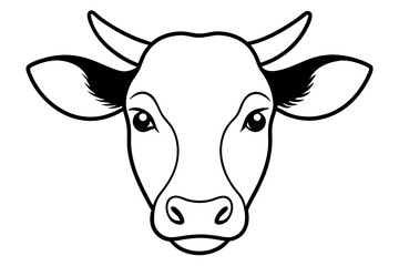 cow head line art silhouette vector illustration