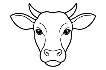cow head line art silhouette vector illustration