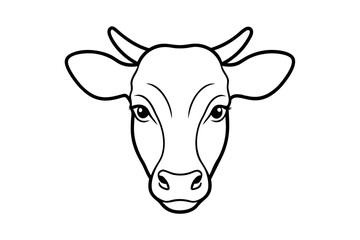 cow head line art silhouette vector illustration