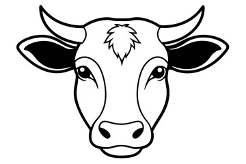 cow head line art silhouette vector illustration