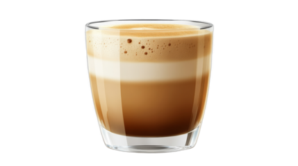 Creamy latte served in a glass cup