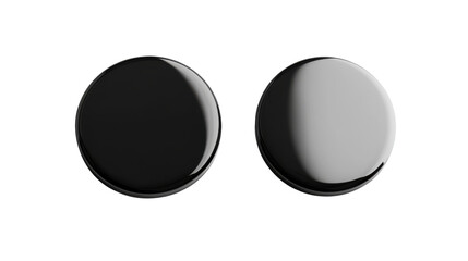 black and white round fridge magnet mockup isolated on white background