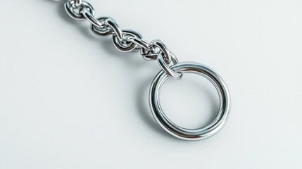 Obraz premium Thick silver chain with a small blank circle medallion, placed against a white background, 4K product shot. 