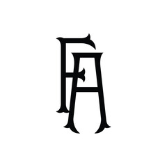 FA monogram logo design letter text name symbol monochrome logotype alphabet character simple logo