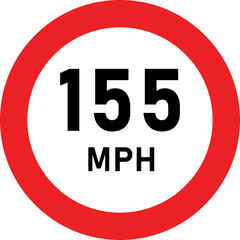 155 MPH Speed Limit Traffic Sign