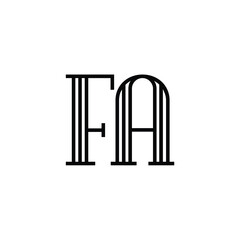 FA monogram logo design letter text name symbol monochrome logotype alphabet character simple logo