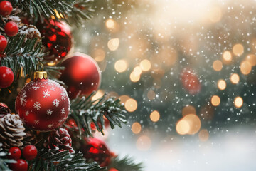 Merry Christmas and Happy New Year Background with Copy Space