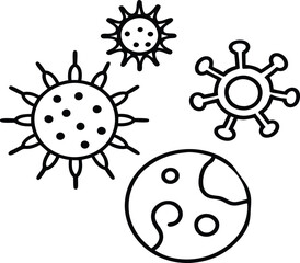 Germs Bacteria Virus Line Icons