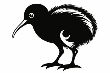 kiwi bird line art silhouette vector illustration