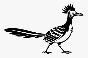 roadrunner line art silhouette vector illustration