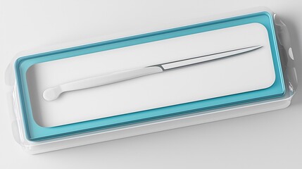 Surgical scalpel packaging mockup featuring sterile tool in a sealed medical pack with a blank branding area