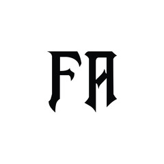 FA monogram logo design letter text name symbol monochrome logotype alphabet character simple logo