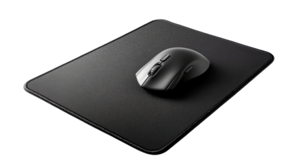 blank black computer mat for mouse isolated on white background