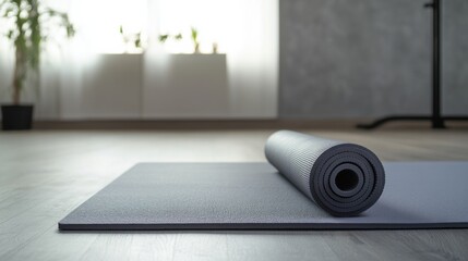 A smart fitness mat, yoga studio with mat tracking movement and providing real-time feedback, Health-tech style